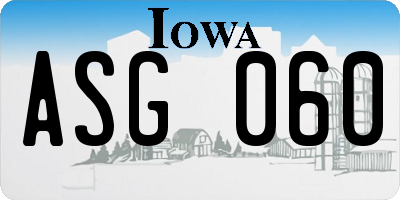 IA license plate ASG060