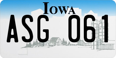 IA license plate ASG061