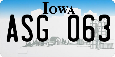 IA license plate ASG063