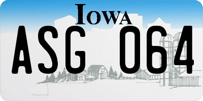 IA license plate ASG064