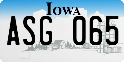 IA license plate ASG065