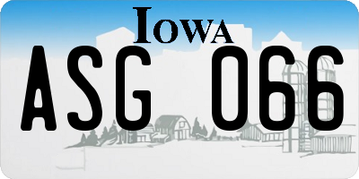 IA license plate ASG066