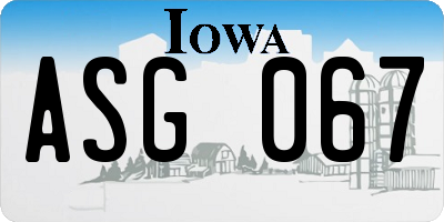 IA license plate ASG067