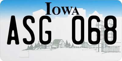 IA license plate ASG068