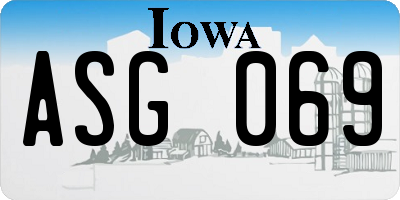IA license plate ASG069
