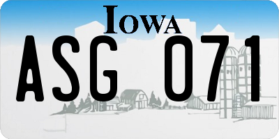 IA license plate ASG071