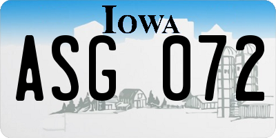 IA license plate ASG072