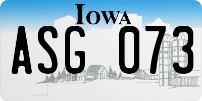IA license plate ASG073