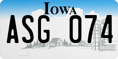 IA license plate ASG074