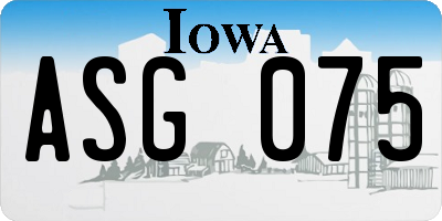 IA license plate ASG075