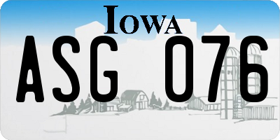 IA license plate ASG076