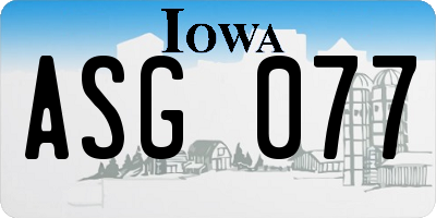 IA license plate ASG077