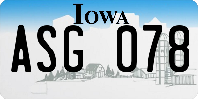 IA license plate ASG078