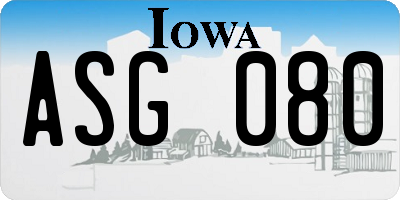 IA license plate ASG080