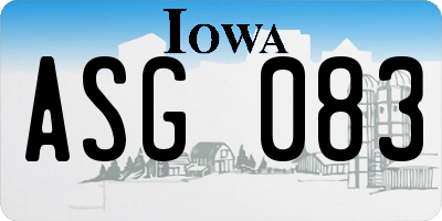 IA license plate ASG083