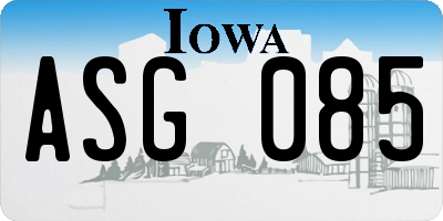 IA license plate ASG085