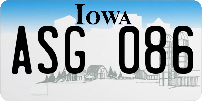 IA license plate ASG086