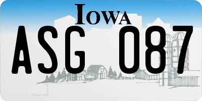 IA license plate ASG087