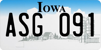 IA license plate ASG091