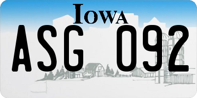 IA license plate ASG092