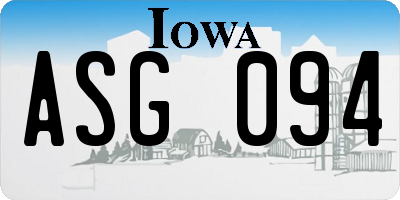 IA license plate ASG094