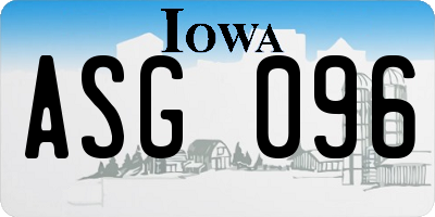 IA license plate ASG096