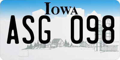 IA license plate ASG098