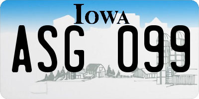 IA license plate ASG099