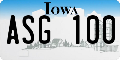 IA license plate ASG100
