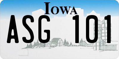 IA license plate ASG101