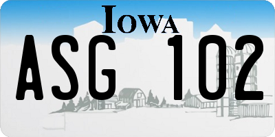 IA license plate ASG102