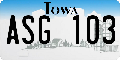 IA license plate ASG103