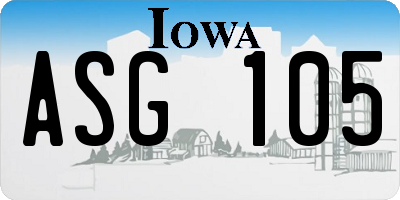 IA license plate ASG105