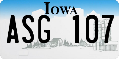IA license plate ASG107