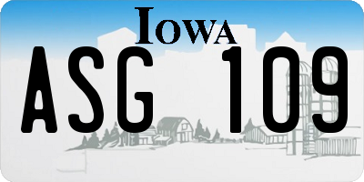 IA license plate ASG109