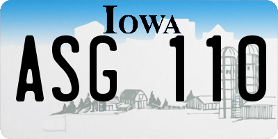 IA license plate ASG110