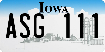 IA license plate ASG111