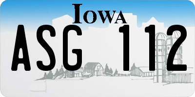IA license plate ASG112