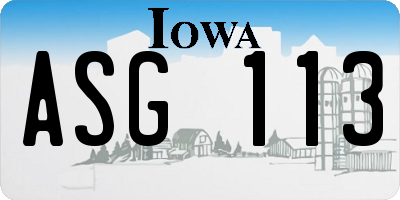 IA license plate ASG113