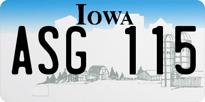 IA license plate ASG115