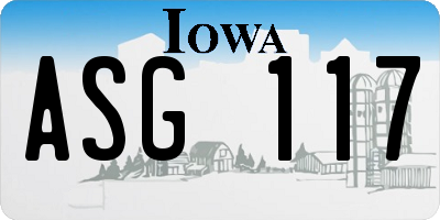 IA license plate ASG117
