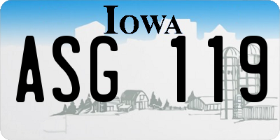 IA license plate ASG119