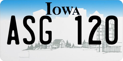 IA license plate ASG120