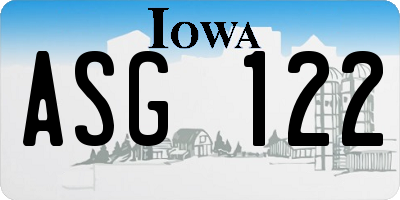 IA license plate ASG122