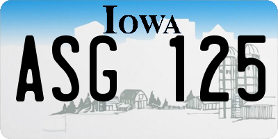 IA license plate ASG125