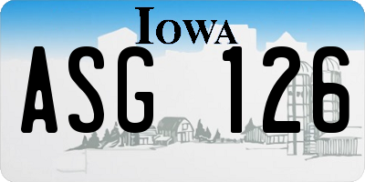 IA license plate ASG126