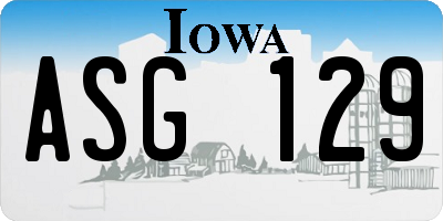 IA license plate ASG129