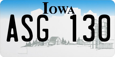 IA license plate ASG130
