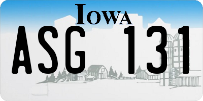 IA license plate ASG131
