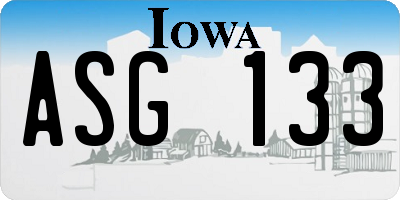 IA license plate ASG133